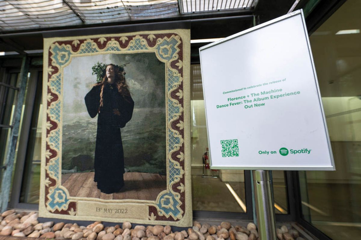Nice threads: British singing star Florence Welch has been turned into tapestries © Spotify/PA