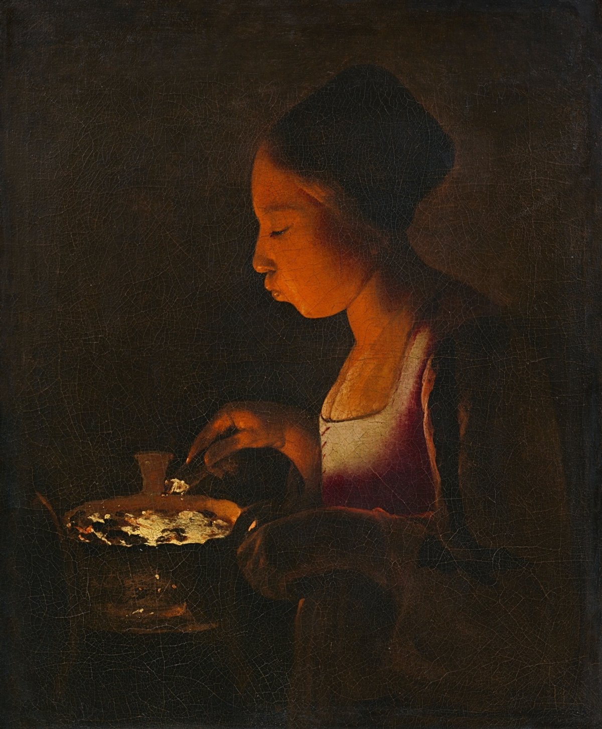Georges de La Tour's A Girl Blowing on a Brazier (La Fillette au braisier) Courtesy of Lempertz