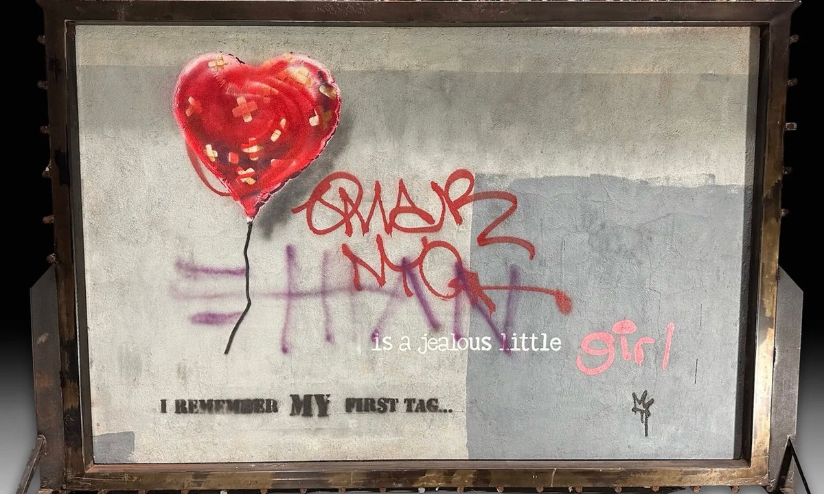 Banksy balloon heart mural back on view in New York ahead of charity auction