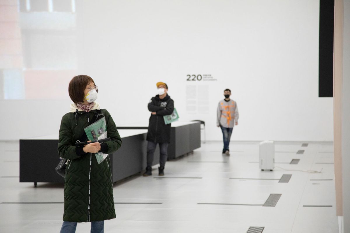 Shanghai's Power Station of Art reopened to the public today. Visitors must have their temperature checked and keep 1.5-metre distance © Power Station of Art