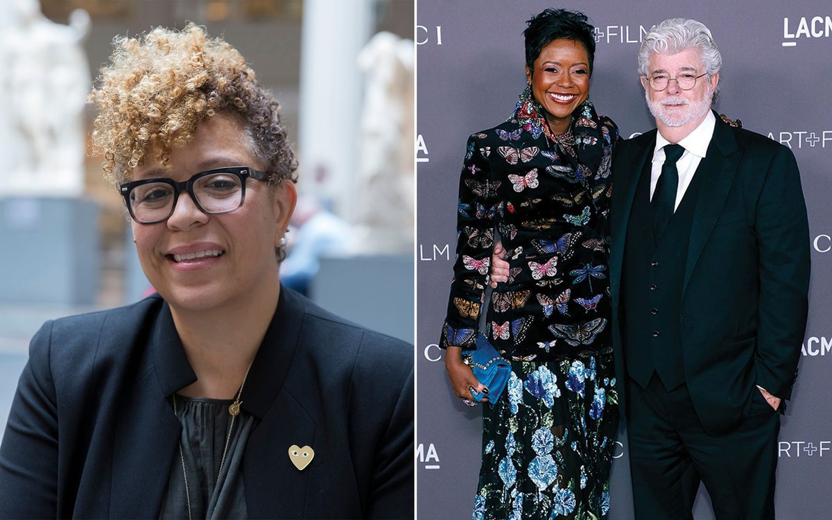 After five years on the job, Sandra Jackson-Dumont (left) is stepping down as the director and chief executive of the Lucas Museum of Narrative Art, which was co-founded by Mellody Hobson and George Lucas (right) Jackson Dumont photo: Rebecca Schear. Hobson and Lucas photo: Taylor Hill/Getty Images