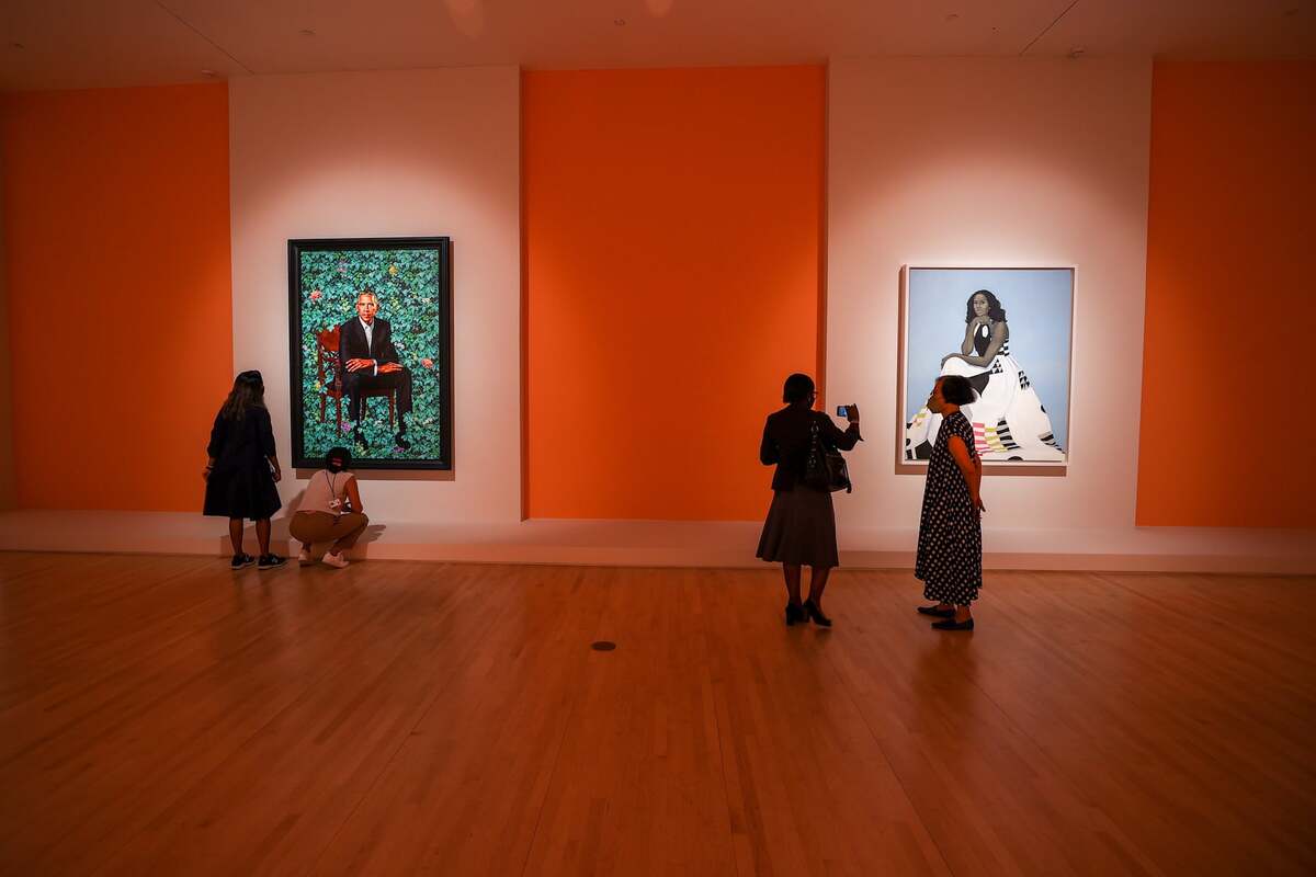 The Obama Portraits at the Brooklyn Museum in New York Photo: Tayfun Coskun/Anadolu Agency via Getty Images