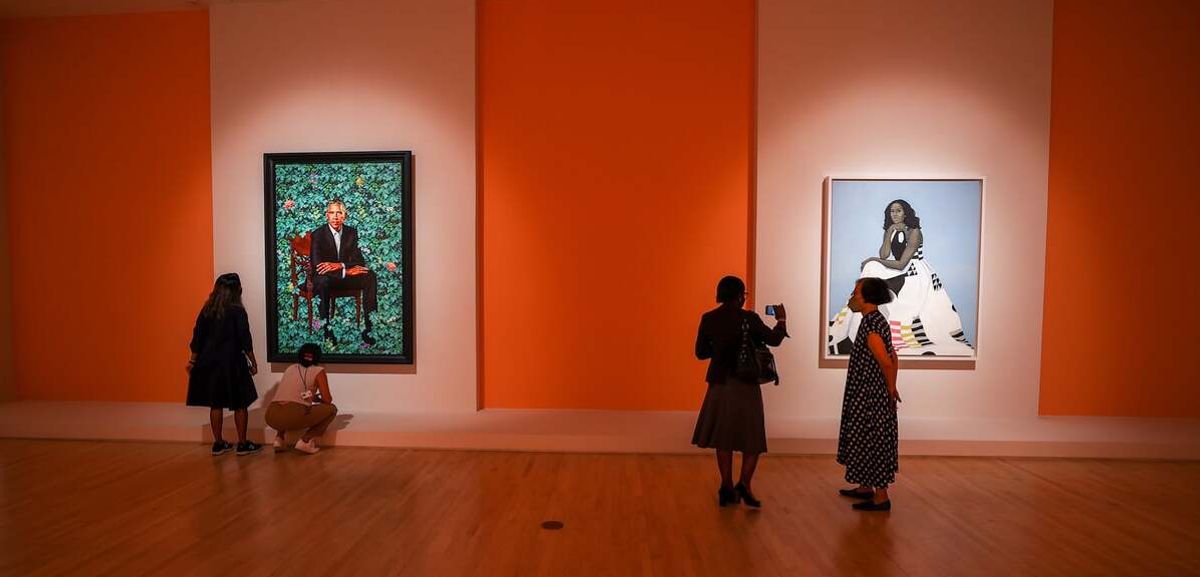 The Obama Portraits at the Brooklyn Museum in New York Photo: Tayfun Coskun/Anadolu Agency via Getty Images