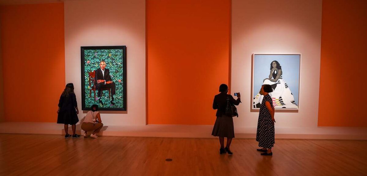 The Obama Portraits at the Brooklyn Museum in New York Photo: Tayfun Coskun/Anadolu Agency via Getty Images