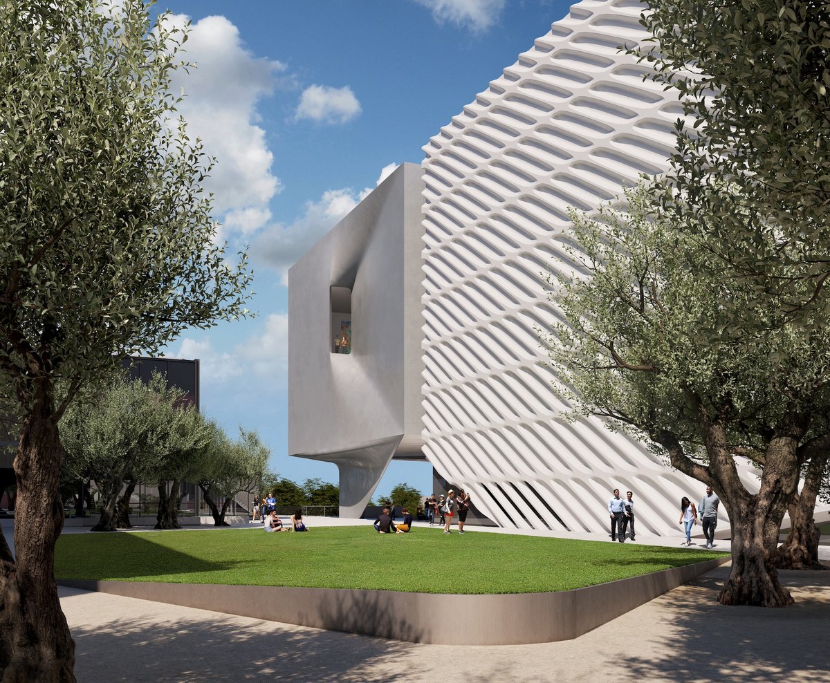 Exterior rendering of the existing and expanded Broad, which will add more public outdoor space Courtesy the Broad. © Diller Scofidio + Renfro (DS+R). Rendering by Plomp