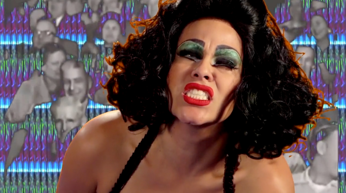 Still from Xandra Ibarra's Spictacle II: La Tortillera (2014)