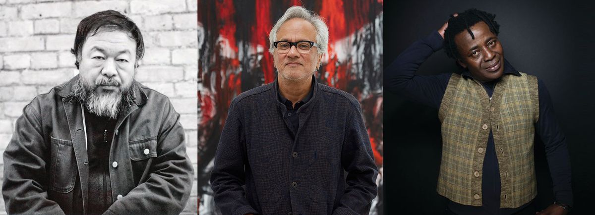 Ai Weiwei, Anish Kapoor and John Akomfrah are among 31  artists participating in the Bangkok Art Biennale who have signed a letter condemning state violence against democracy protests in Thailand © Photos: Alfred Weidinger; courtesy of Lisson Gallery; Victoria Will/Invision/AP Images