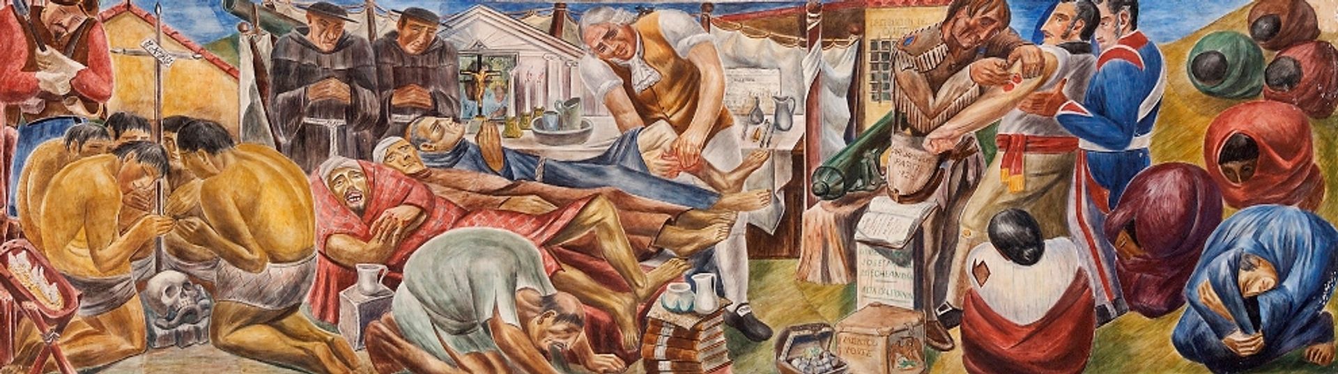 A panel from the mural series History of Medicine in California by Bernard Zakheim 