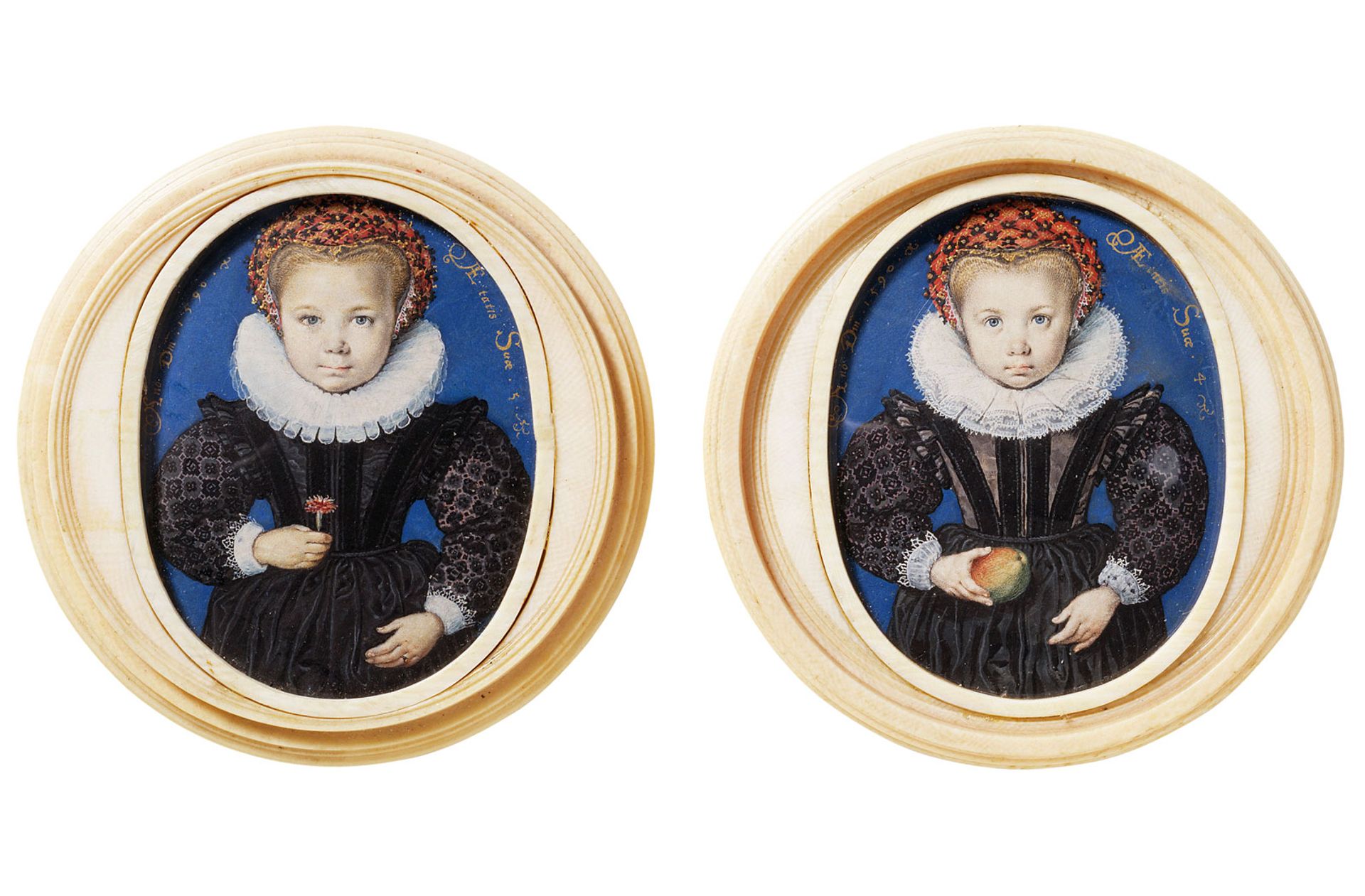 Isaac Oliver's Unknown girls aged 5 and 4 (1590) are on show at the National Portrait Gallery © Victoria & Albert Museum, London
