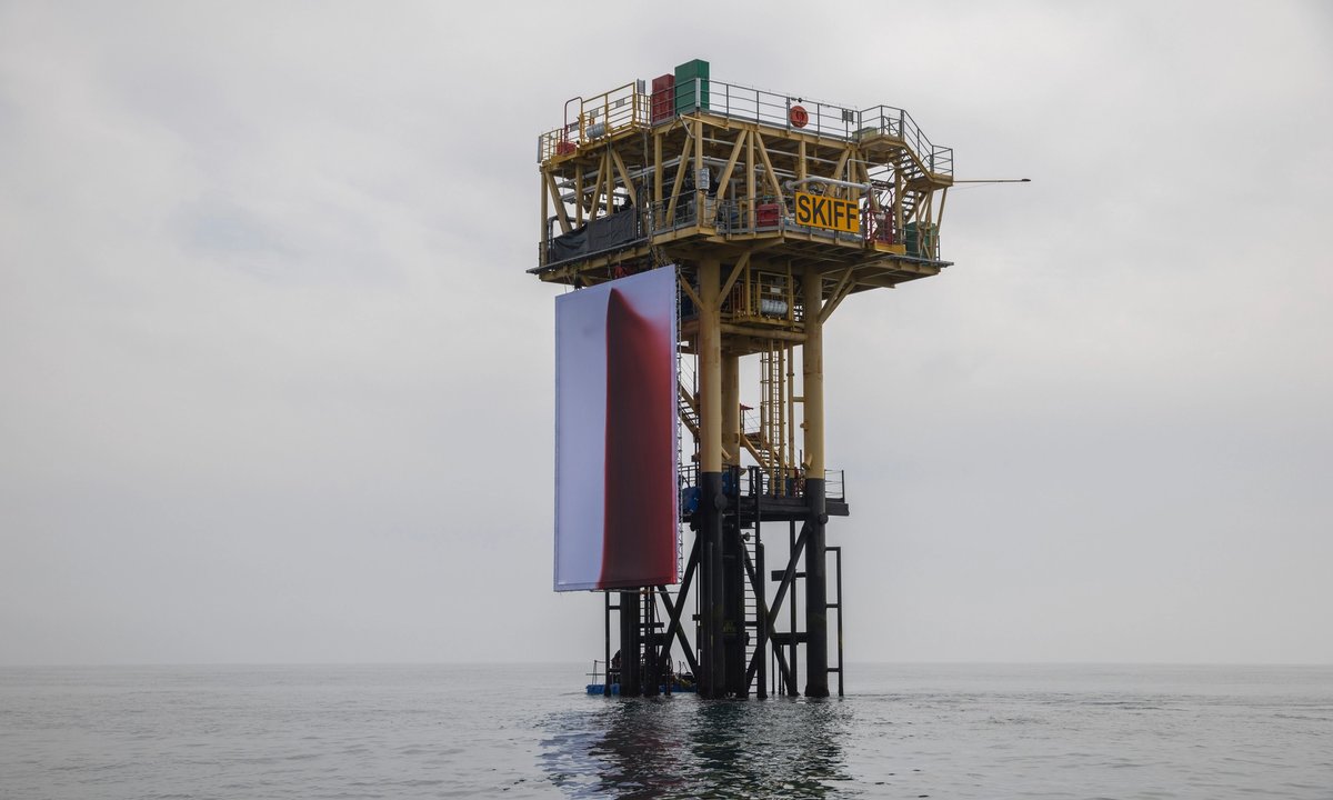 Climate protestors install Anish Kapoor work on North Sea gas platform
