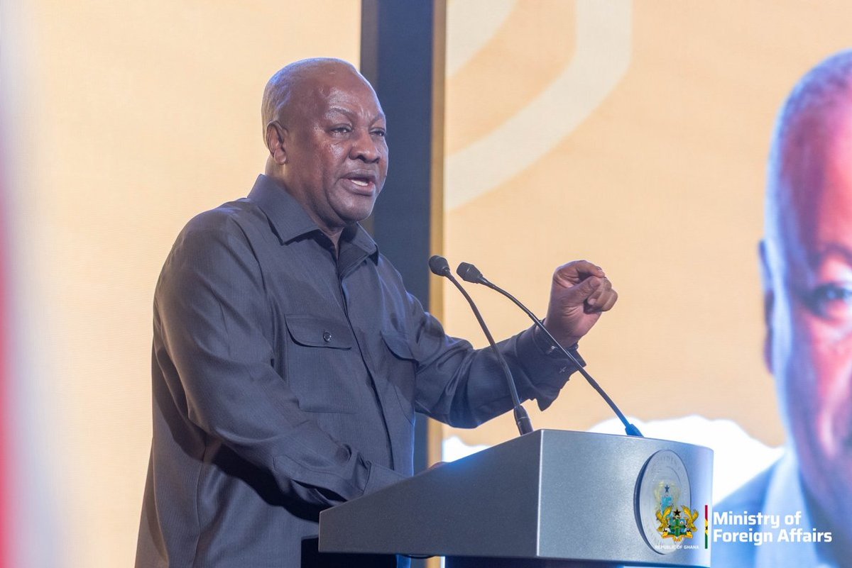 John Dramani Mahama, the president of Ghana, speaking at the Next Steps Conference in Accra last week Courtesy of the Ministry of Foreign Affairs, Ghana