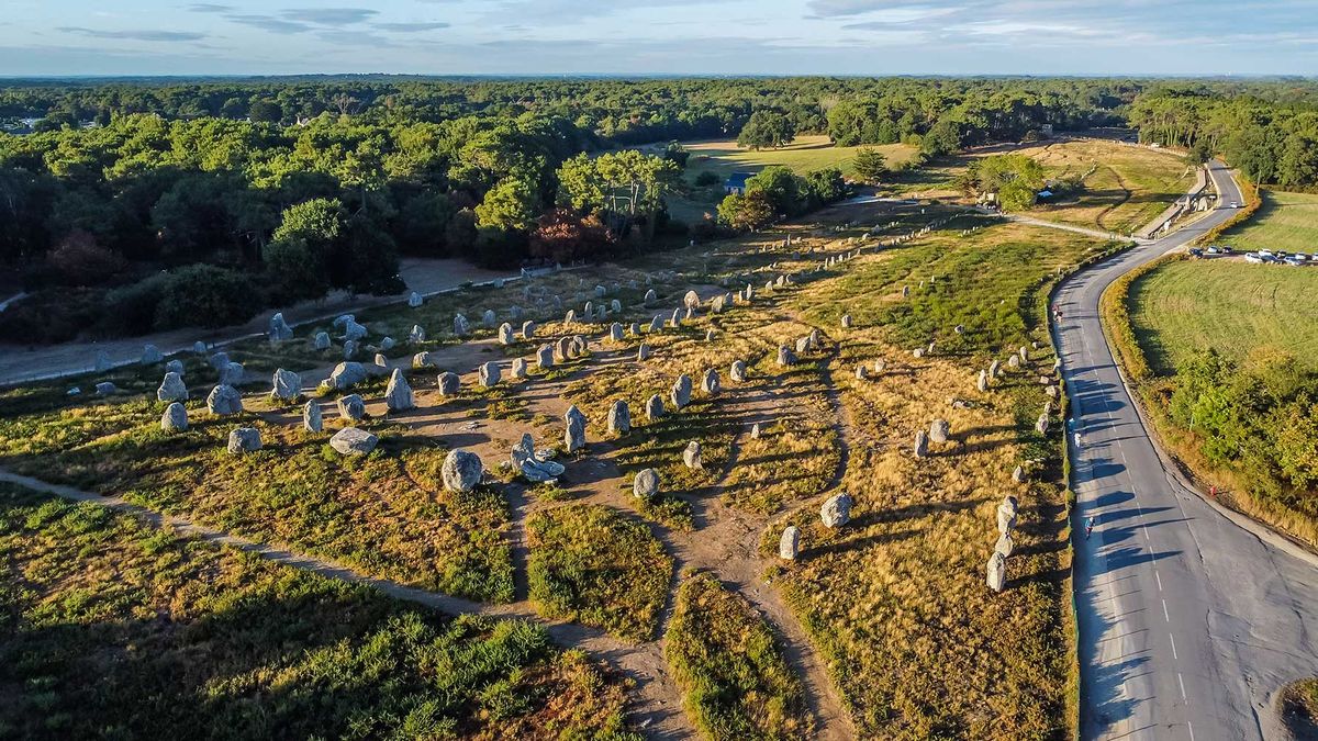 An aerial view of ancient stones in Carnac, Brittany Photo: Alexandre Rosa