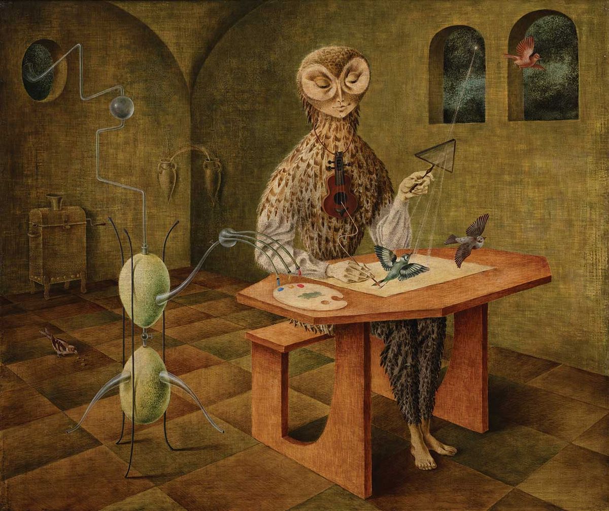 “Mystical musicians and unconventional scientists”: Remedios Varo’s Creación de las Aves (creation of the birds, 1957) shows one of the artist’s characteristic compositions Photo: Rodrigo Chapa © 2023 Remedios Varo, ARS, NY/VEGAP, Madrid