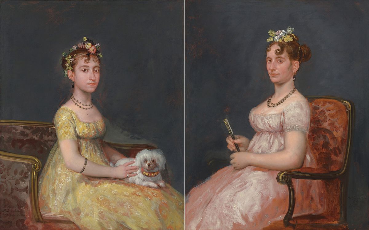 Francisco José de Goya y Lucientes, Portrait of Doña María Vicenta Barruso Valdés (left) and Portrait of her mother Doña Leonora Antonia Valdés de Barruso (right) Courtesy Christie's Images Ltd.