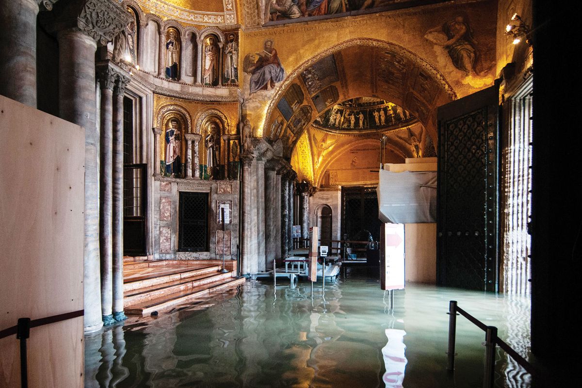 The Basilica of San Marco's crypt was half filled with water and the narthex flooded to a depth of 70cm Photo: Simone Padovani/Awakening/Getty Images