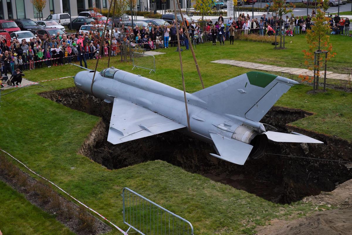 Roger Hiorns buried a Soviet-made MIG21 jet plane at the Eli Beamlines Laser facility in Prague last year Courtesy of the artist