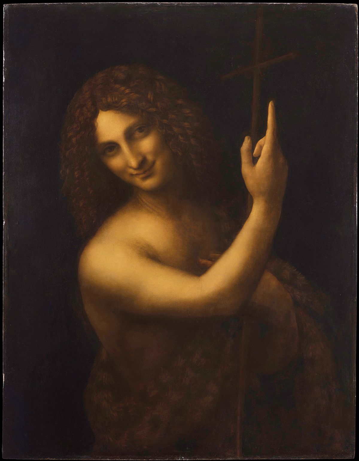 St John the Baptist, painted between 1513 and 1516, will be shown in the section of the exhibition titled "la vie" Image: courtesy of RMN-Grand Palais (Musée du Louvre). Photo © Michel Urtado