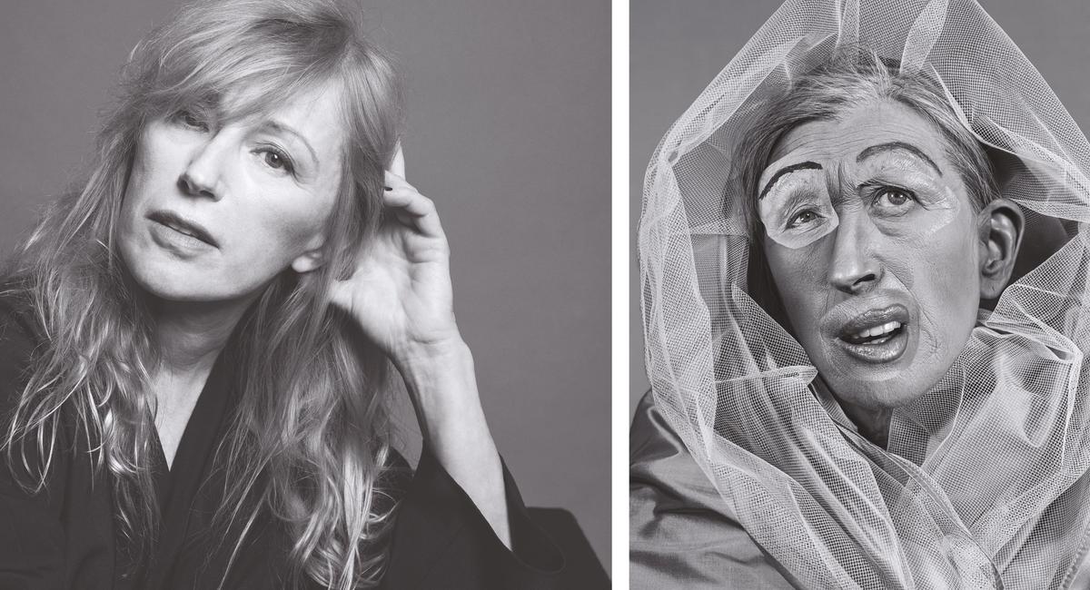 Cindy Sherman (left) has produced works inspired by her experiments with Photoshop including Untitled #648 (2023, right) Portrait: © Cindy Sherman; photo: Inez and Vinoodh. Untitled #648: © Cindy Sherman; courtesy the artist and Hauser & Wirth