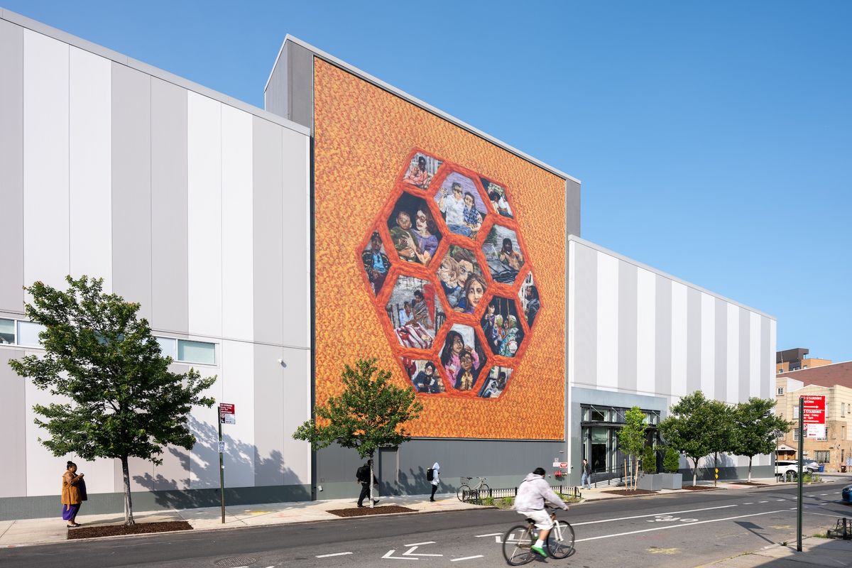 Uovo Prize winner Melissa Joseph's mural on the exterior of Uovo's existing Bushwick location at 105 Evergreen Avenue Photo: Filip Wolak