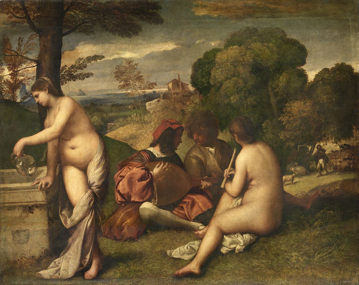 Le Concert champêtre, by Titian (around 1509) provided inspiration for Manet's Le déjeuner sur l’herbe