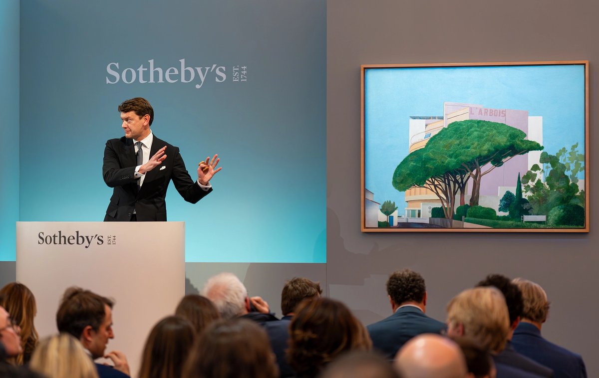 David Hockney’s L’Arbois, Sainte-Maxime settling at Sotheby's last night
Photograph by Rayan Bamhayan. Courtesy Sotheby’s