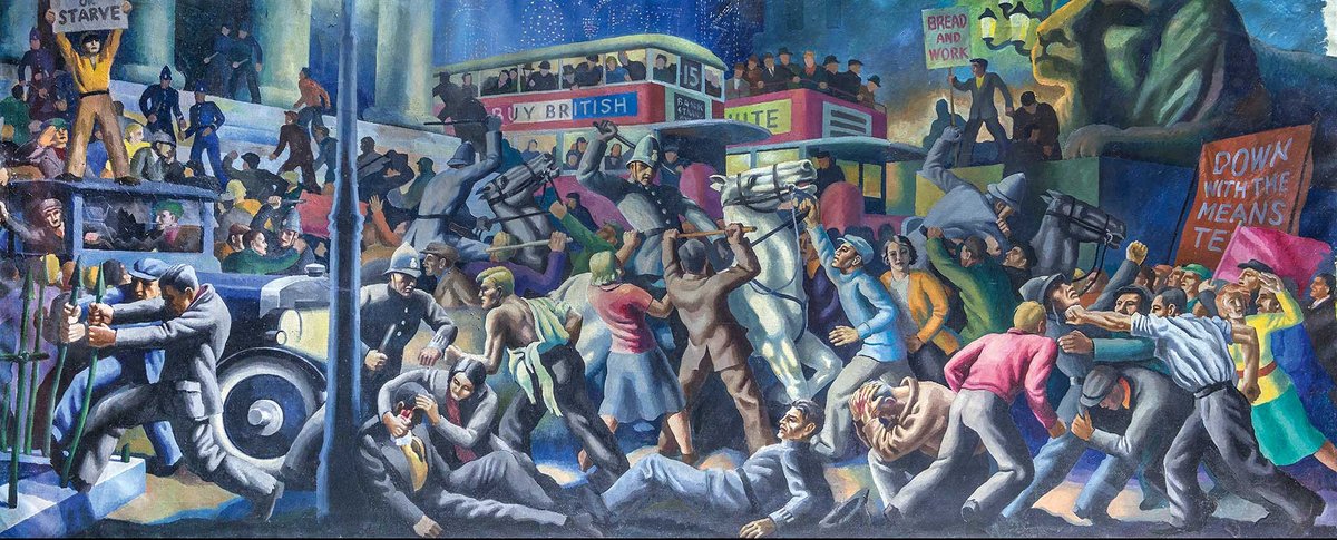 Cliff Rowe painted The Struggle between the Unemployed and the Police Forces (1932–33) while living in the Soviet Union
© Anna Sandra Thornberry