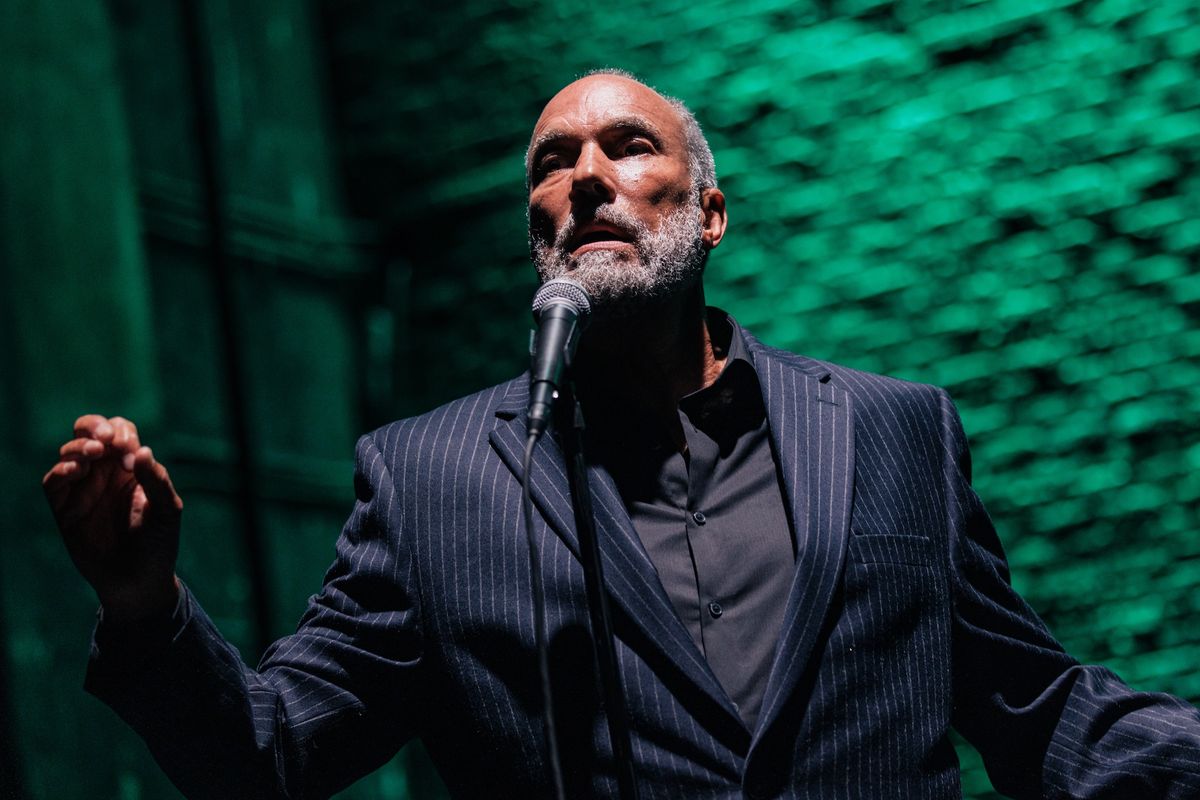 Roger Guenveur Smith performing In Honour of Jean-Michel Basquiat at New York Theatre Workshop Photo: Marc J. Franklin, courtesy New York Theatre Workshop