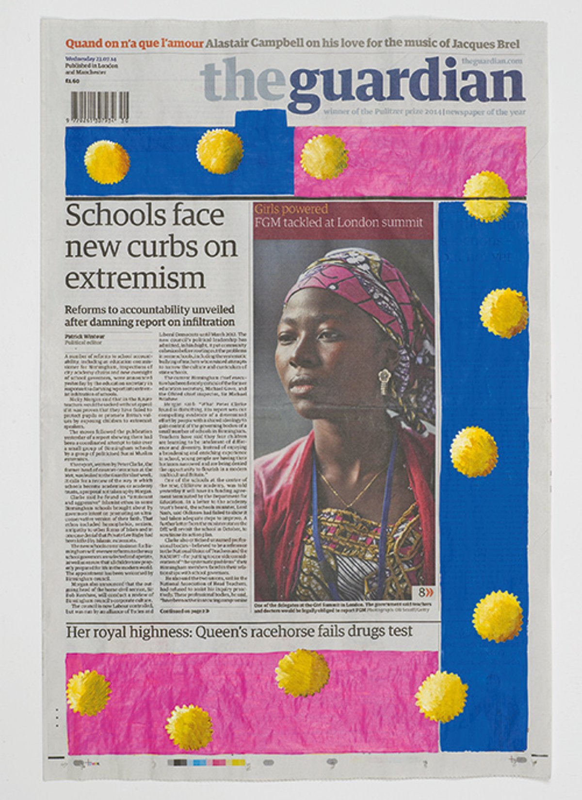 Lubaina Himid, Schools Face New Curbs (Negative Positives: The Guardian Archive), 2014 Hollybush Gardens, London. Photo: Andy Keate