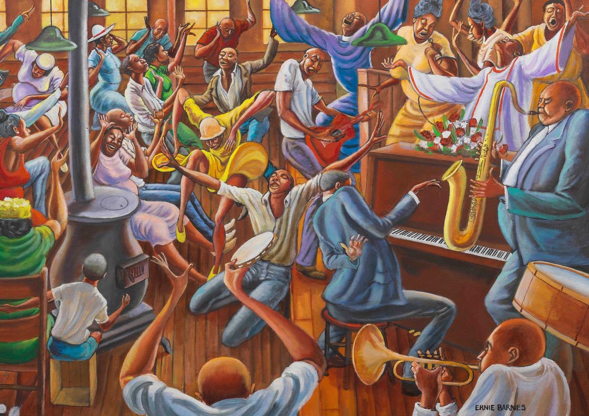 Ernie Barnes, Solid Rock Congregation (1993)

courtesy Bonhams