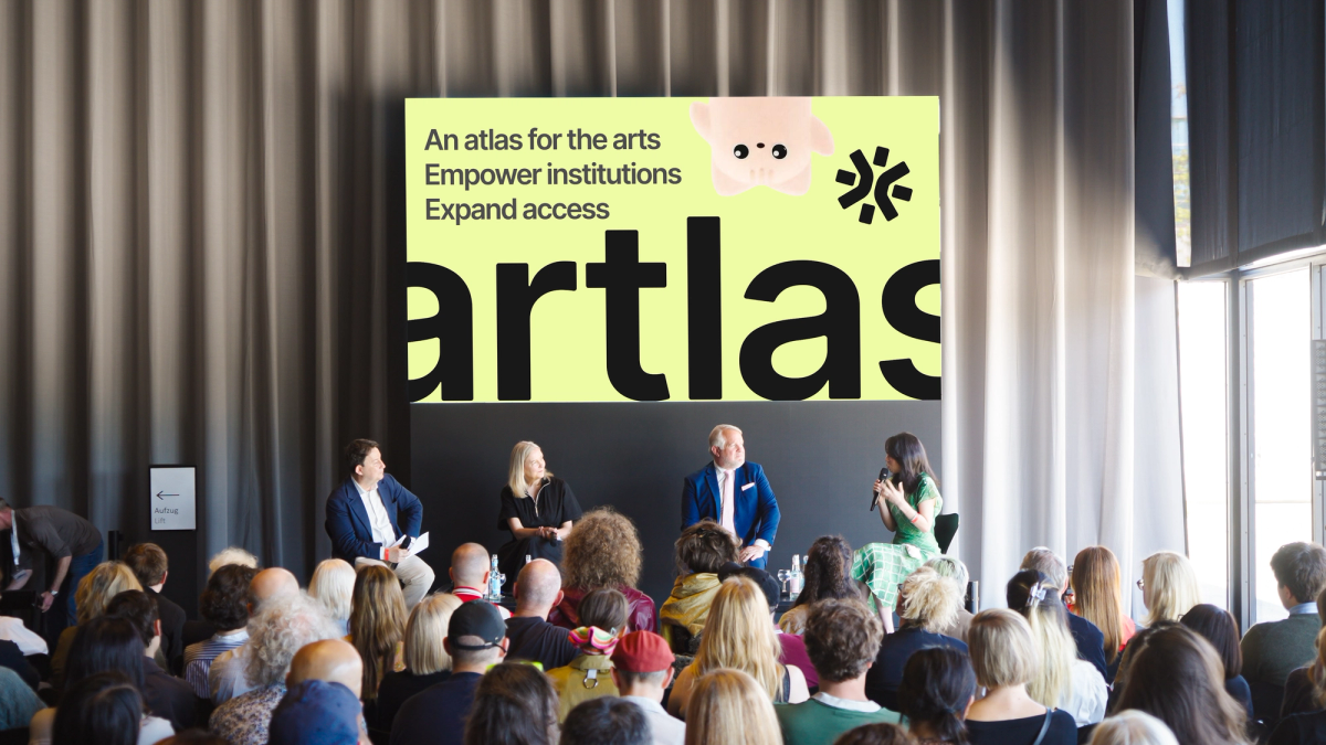 A recent panel at Berlin Gallery Weekend moderated by András Szántó (author and cultural strategy adviser) featuring Marion Ackermann (president of the Prussian Cultural Heritage Foundation), Grace Yao (founder and chief executive officer of Artlas), and Thomas Girst (global head of cultural engagement at BMW Group) Image: courtesy of Berlin Gallery Weekend