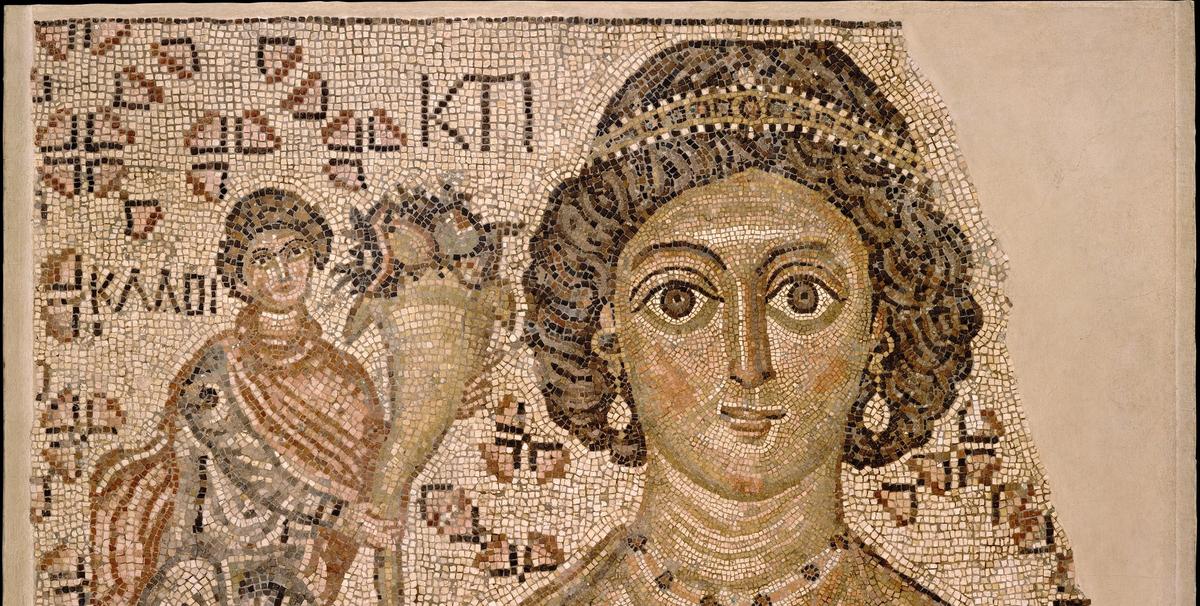 Fragment of a Byzantine floor mosaic with a personification of Ktisis (AD500-550) Courtesy of the Metropolitan Museum of Art, New York