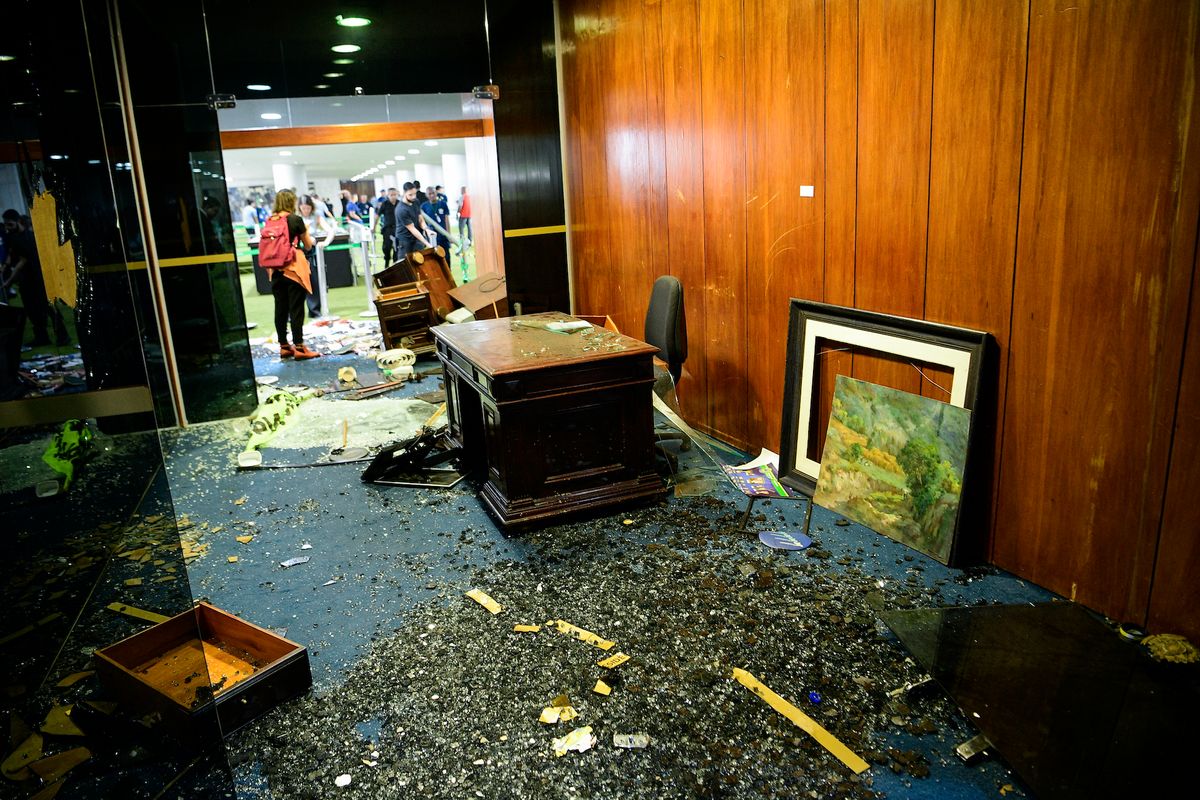 Damage in Brazil's National Congress from the 8 January riot by supporters of former president Jair Bolsonaro Photo: Pedro França/Agência Senado, via Wikimedia Commons