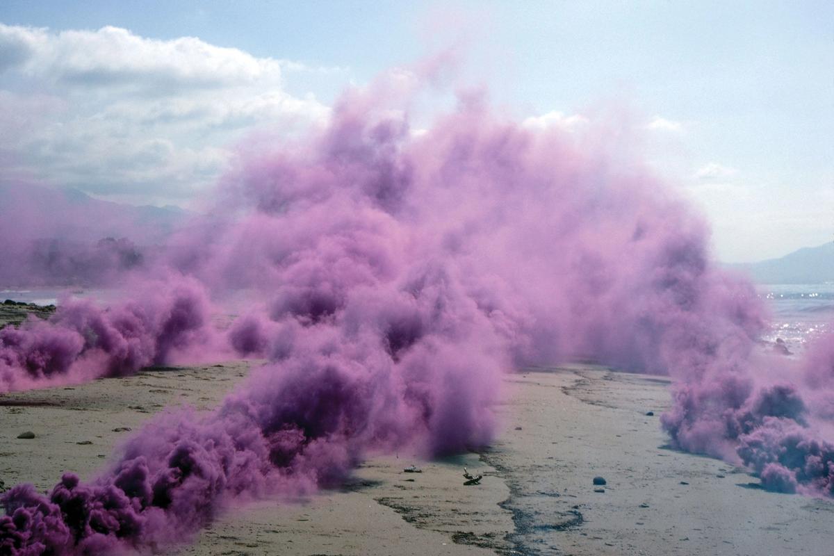 Rendering for Living Smoke: A Tribute to the Living Desert by Desert X 2021 artist Judy Chicago Courtesy of the artist and Desert X