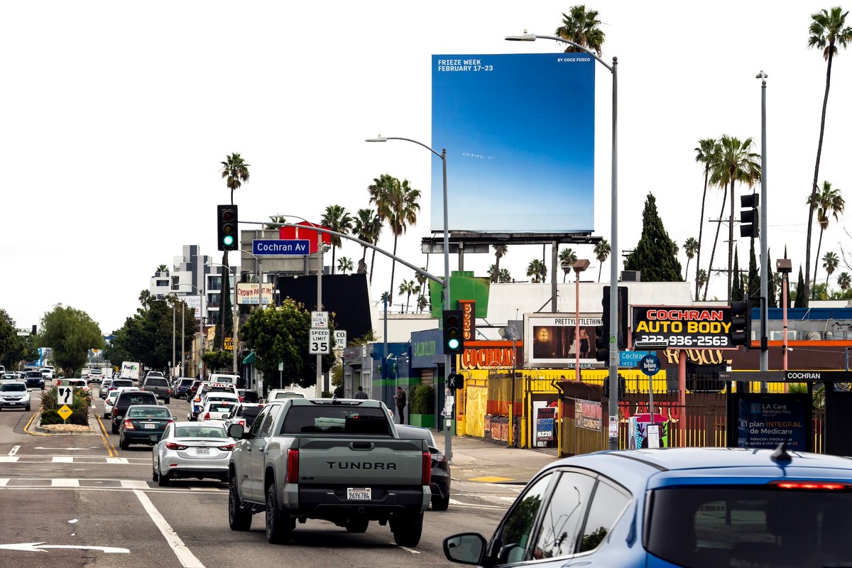 One of Coco Fusco's billboards during Frieze Los Angeles 2025 Courtesy Frieze, Orange Barrel Media, Coco Fusco and Mendes Wood DM