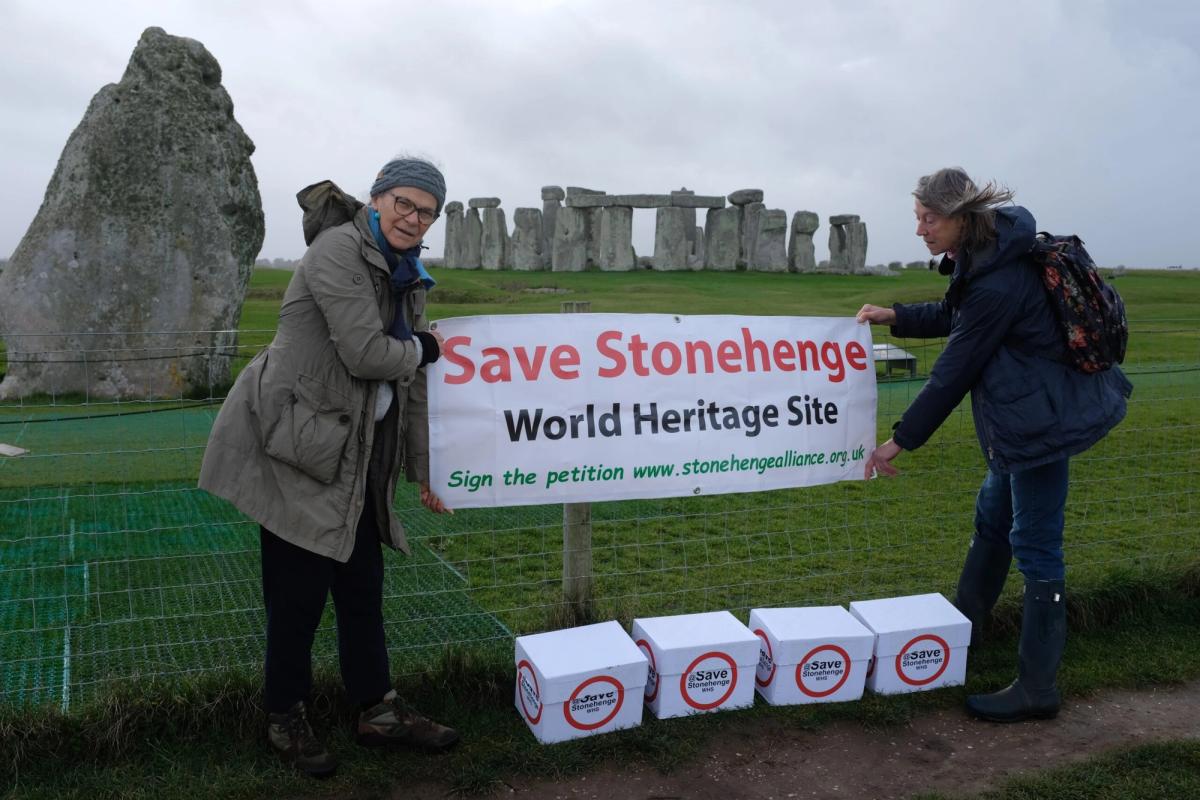 Stonehenge Alliance campaigners prepare to send thousands of petition signatures to the UK Government Courtesy of Stonehenge Alliance