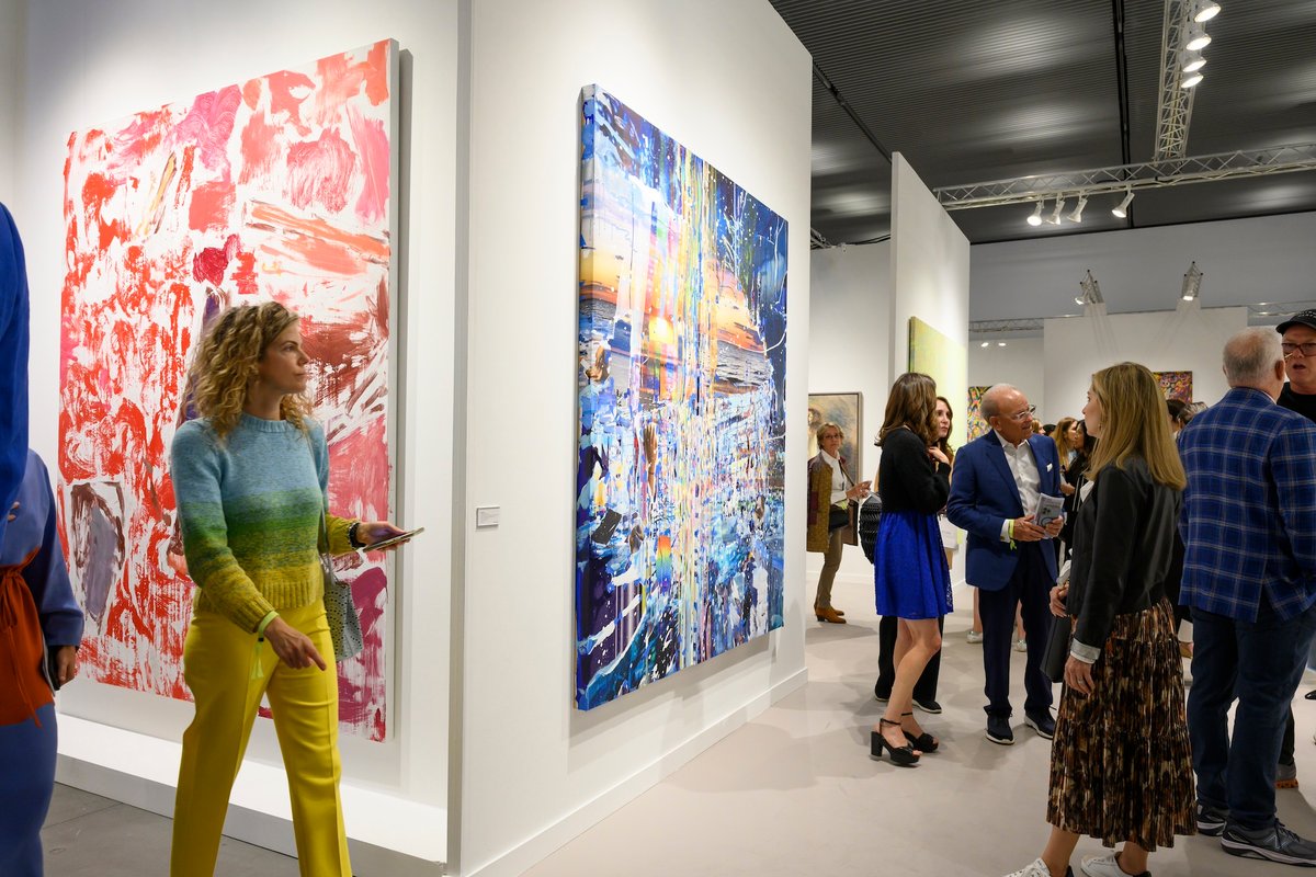 Visitors to the Victoria Miro stand during Frieze New York 2023 Photo by Casey Kelbaugh / CKA. Courtesy of CKA and Frieze