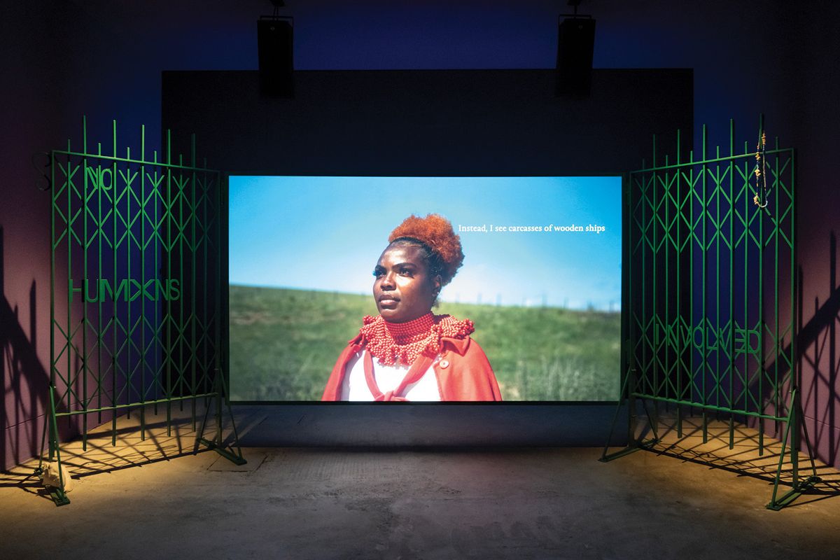 Alberta Whittle’s Lagareh—The Last Born (2022) was created for the 59th Venice Biennale Photo: Matthew Arthur Williams, © Alberta Whittle. Courtesy the artist and The Modern Institute, Toby Webster Ltd., Scotland+Venice & Forma