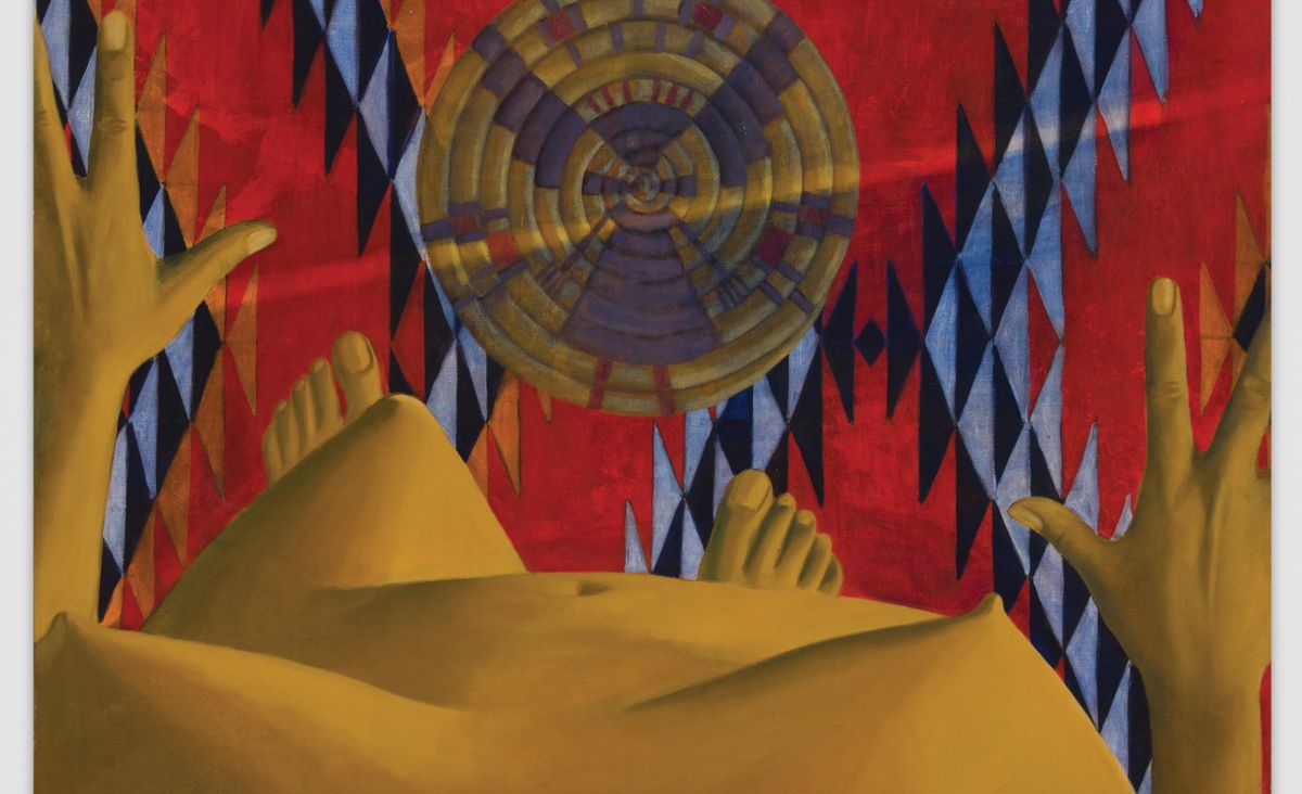 Many of Hurtado’s works, such as Untitled (1969), incorporate Native American rugs Photo: Jeff McLane, courtesy of the artist