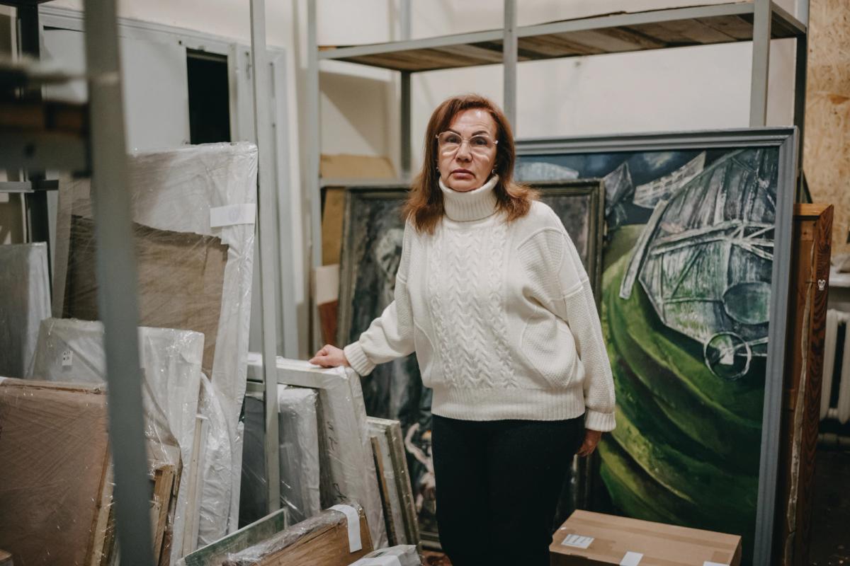 Alina Dotsenko managed to save some works in the Kherson Art Museum’s 14,000-strong collection by telling Russian forces they were undergoing renovation work Wojciech Grzedzinski/Anadolu via Getty Images