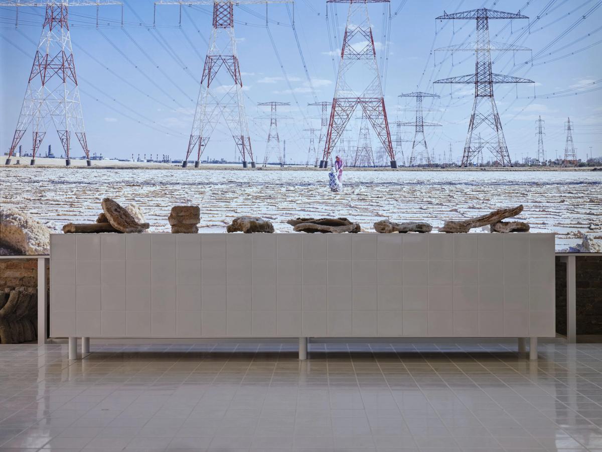The architect Wael Al Awar’s exhibition UAE’s pavilion at the 17th Venice Architecture Biennale in 2021 was cited as an example of the ways that art can help tackle the causes of climate change. Al Awar exhibited a new innovative, environmentally friendly cement—made from recycled industrial waste brine—that could reduce the climate impact of the construction industry
Courtesy of National Pavilion UAE - La Biennale di Venezia. Photo: Frederico Torra for PLANE-SITE