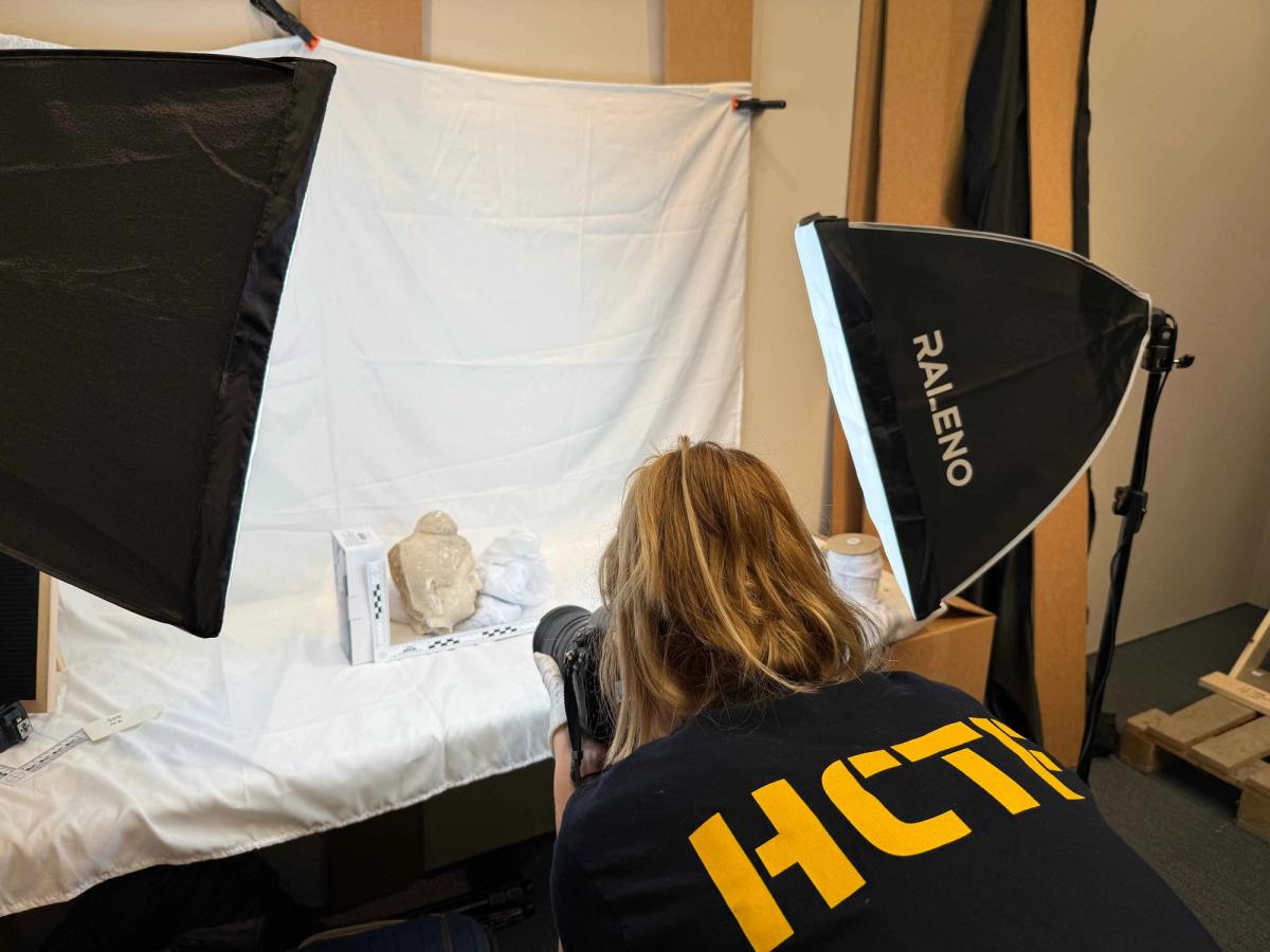A stucco head being photographed by a Heritage Crime Task Force photographer

Photos: Sarvy Geranpayeh 