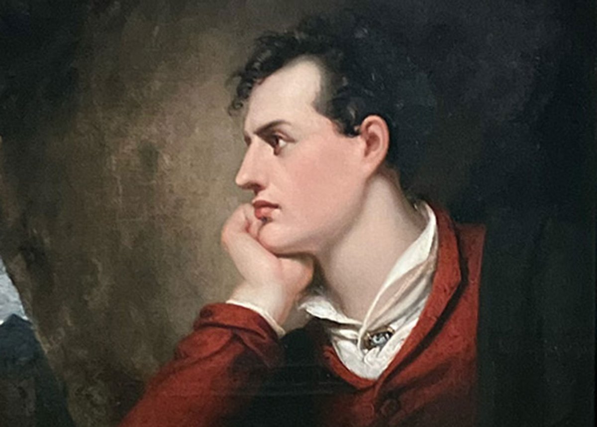 The celebrity author of Childe Harold's Pilgrimage: Richard Westall, Lord Byron (detail), 1813, in the collection of the National Portrait Gallery, London Photograph: The Art Newspaper