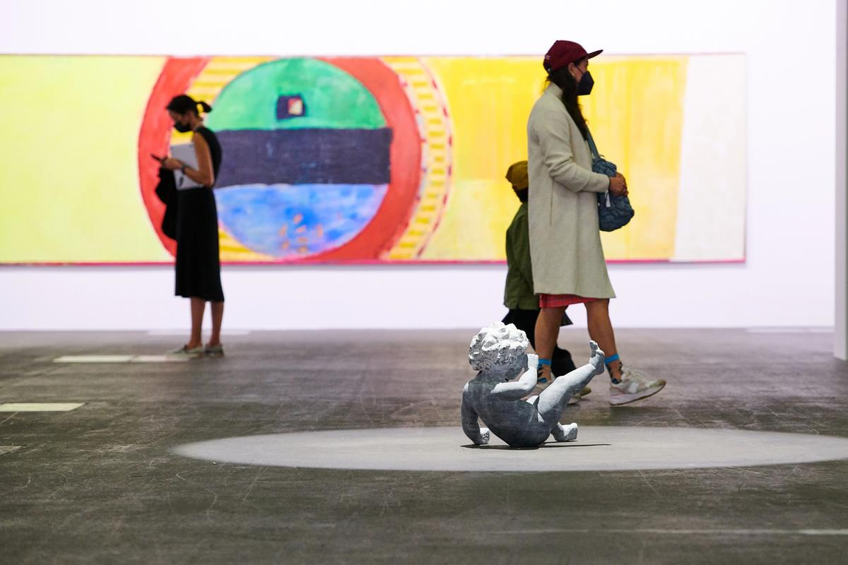 Fairgoers at Art Basel 2021's Unlimited section for large-scale works Courtesy of Art Basel