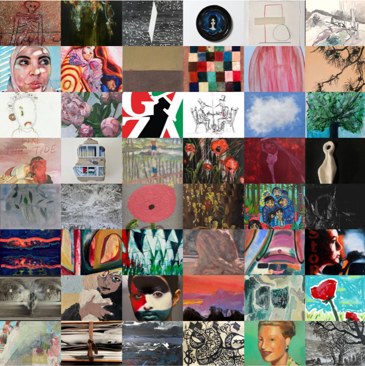 For GAZAGAZAGAZA, around 140 pieces have been produced at postcard size and priced at £20

Courtesy of Artists Supporting Palestine