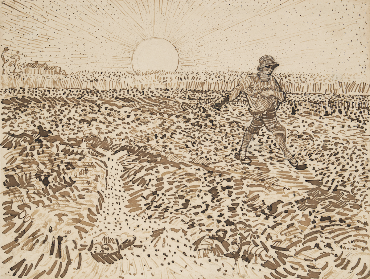 Van Gogh’s Sower in a Wheatfield with setting Sun (Le Semeur dans un champ de blé au soleil couchant) (July 1888)
Sotheby’s