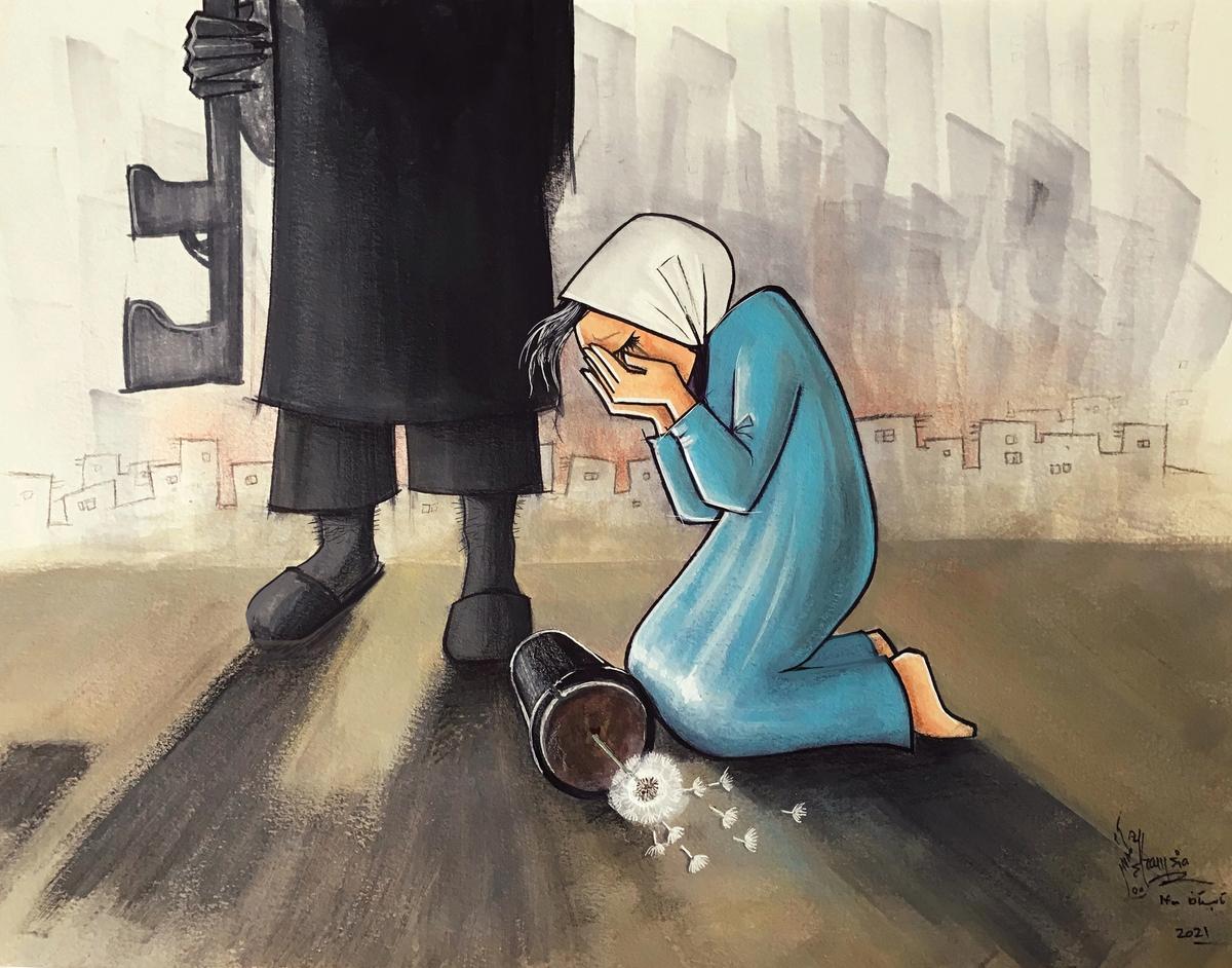 Shamsia Hassani's Death to Darkness (17 August 2021). Courtesy of the artist
