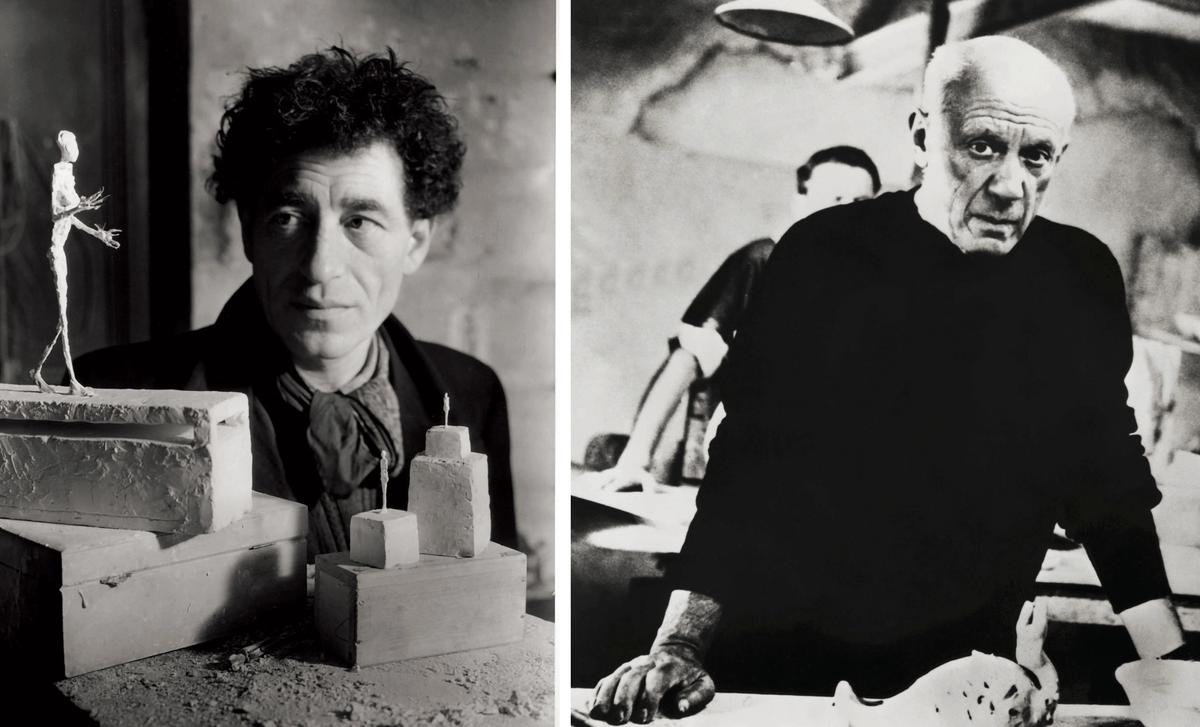 Beijing’s 798 Art District is preparing a five-year partnership with the Paris-based institutions dedicated to Alberto Giacometti (left, in 1945) and Pablo Picasso (in 1957) Giacometti: © Emile Savitry. Picasso: George Rinhart/Corbis via Getty Images