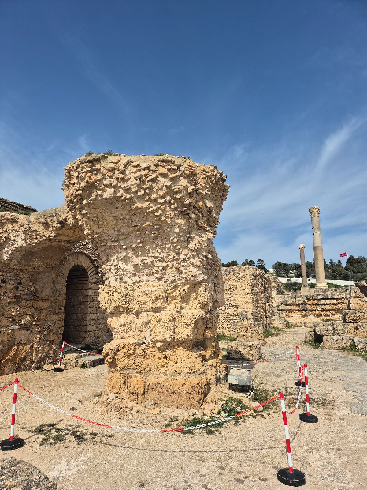 At Carthage’s Baths of Antoninus, one of the three largest Roman bath complexes ever built and the only one in Africa, columns are cordoned off because of damage caused by climate change Joe Ware
