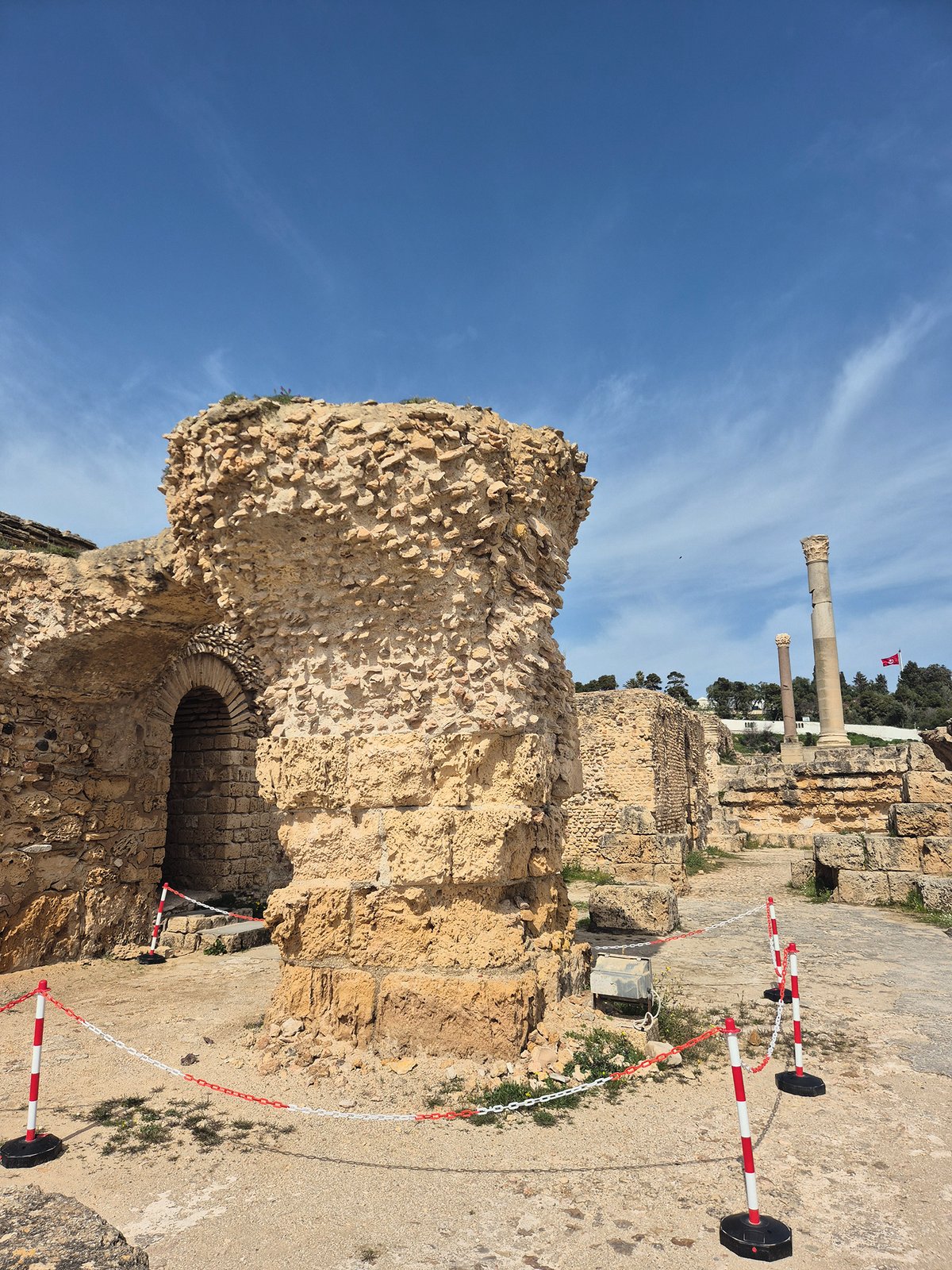 At Carthage’s Baths of Antoninus, one of the three largest Roman bath complexes ever built and the only one in Africa, columns are cordoned off because of damage caused by climate change Joe Ware