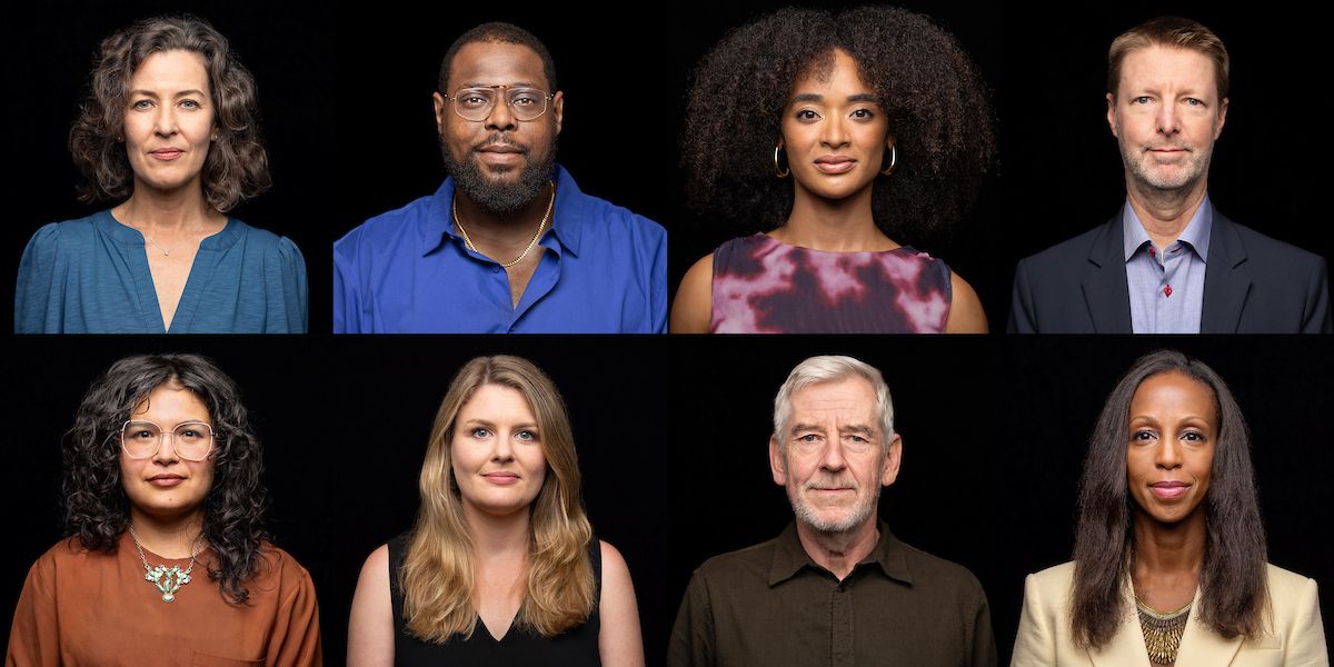 The winners of the 2026 Rakin Prizes. Top row, left to right: Kaelen Wilson-Goldie, Damien Davis, Melaine Ferdinand-King and Tyler Green. Bottom row, left to right: Alicia Inez Guzmán, Julia Halperin, Jan Tumlir and Sarah Lewis All photos by Kevin J. Miyazaki